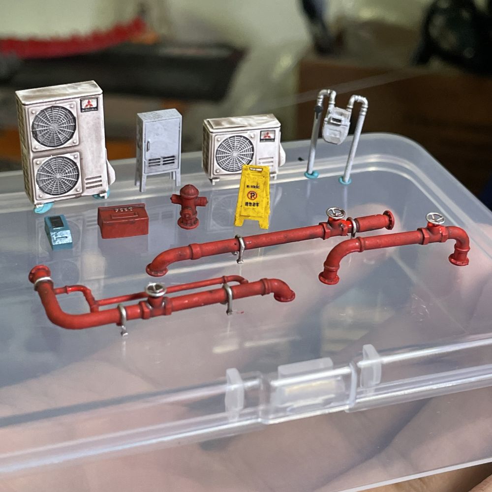 Auto Repair Shop Japan - ไดโอรามา 1:64 โมเดลเครื่องปรับอากาศ ชุดดัดแปลงซ่อมแซม ฉากอู่ซ่อมรถยนต์ ของสะสม